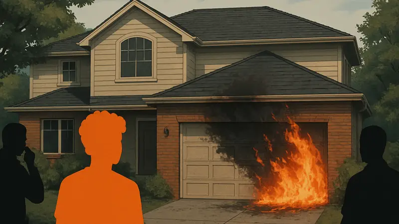 Дом Сэма Альтмана после инцидента с коктейлем Молотова.