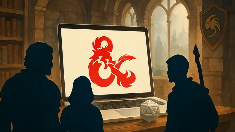 Логотип D&D Beyond с элементами Dungeons & Dragons и Wizards of the Coast