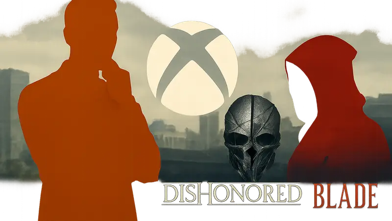 Логотип Xbox рядом с логотипами игр Dishonored и Blade, символизирующие возможную продажу студии