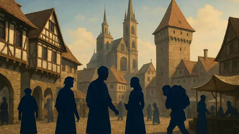 Средневековый город Бреслау или Нюрнберг в игре The Guild: Europe 1410 из трейлера.