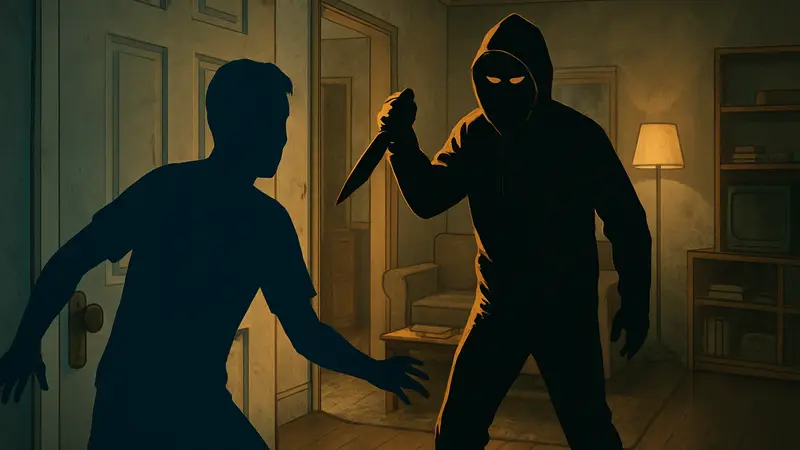 Скриншот из игры Unhinged с убийцей в квартире