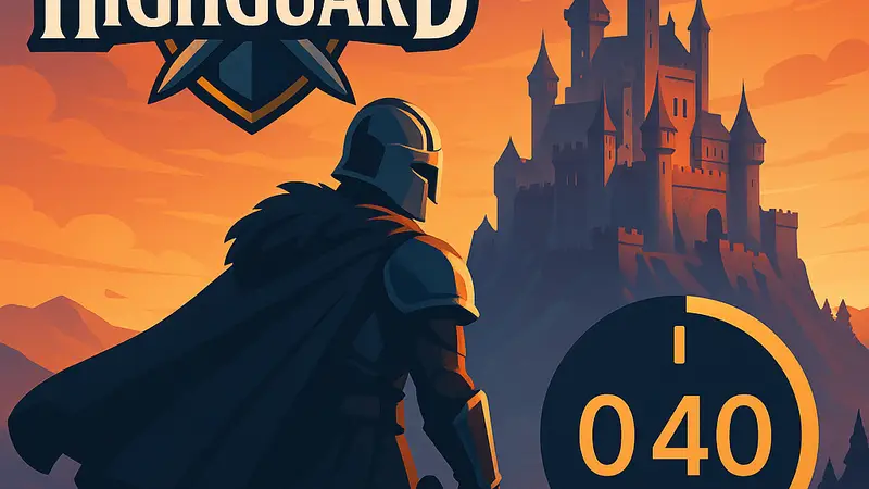 Изображение с логотипом Highguard и обратным отсчетом до даты выхода на ПК и консолях.