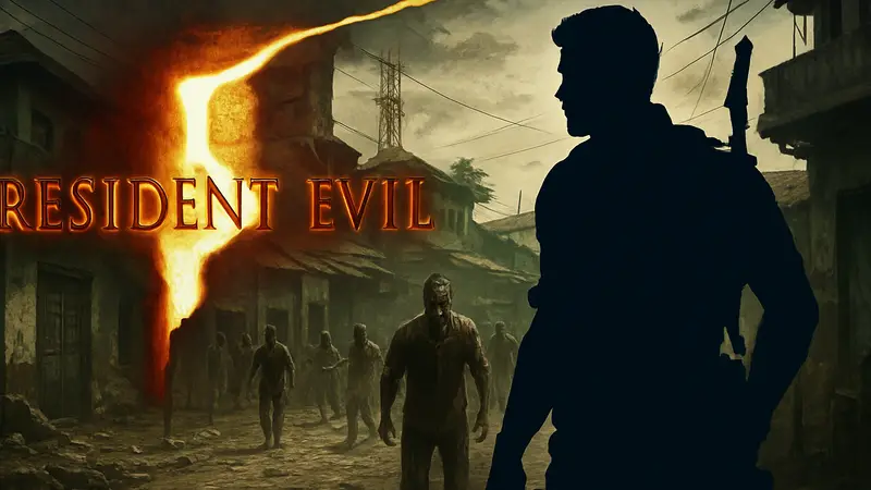 Resident Evil 5 ремейк, логотип, зомби, скриншот игры