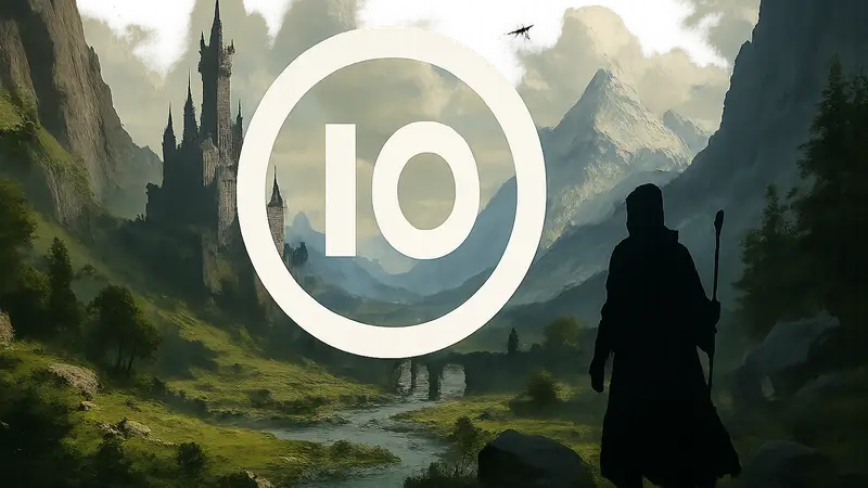 Логотип IO Interactive на фоне фэнтези-пейзажа, символизирующий Project Fantasy