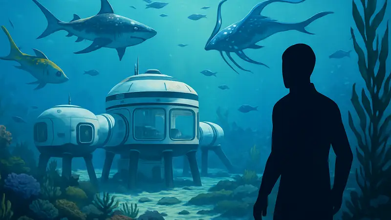 Подводный мир Subnautica с футуристической базой и морскими обитателями.