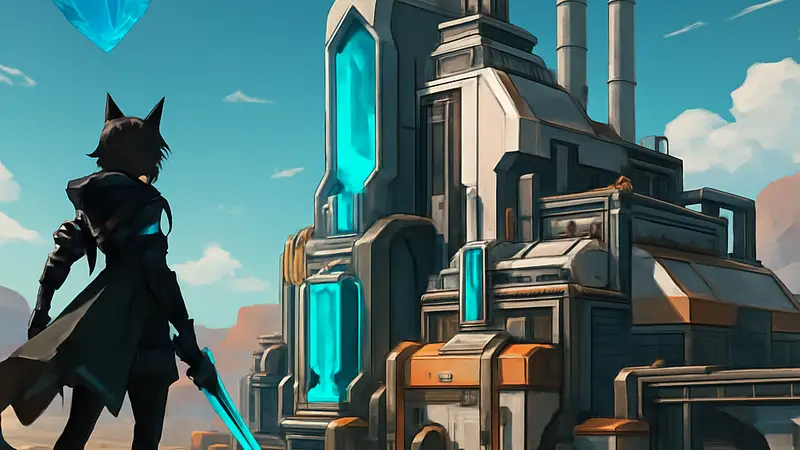 Изображение игровой базы Arknights: Endfield с фабрикой, производящей акетин, и указанием местоположения ресурса.