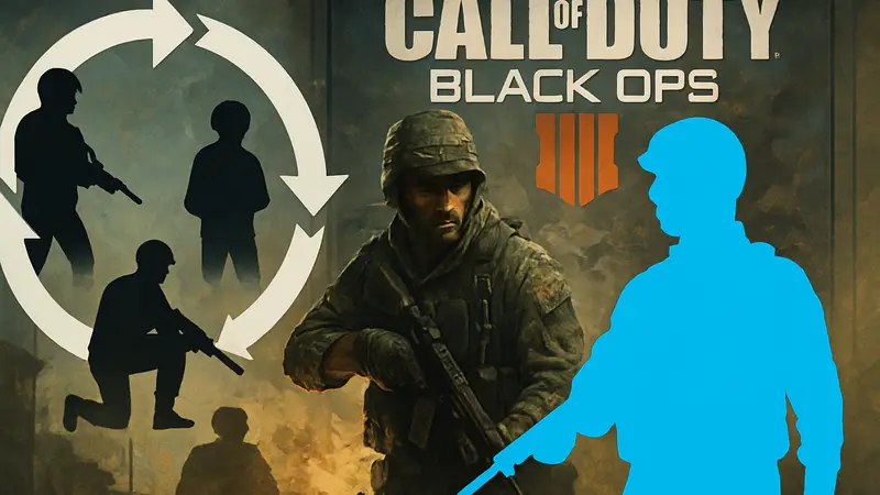 Изображение Call of Duty: Black Ops 7 на фоне иллюстрации «цикла CoD» и его влияния на серию.