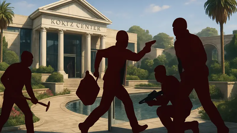 Кадр из GTA Online с изображением Kortz Center или персонажей во время ограбления
