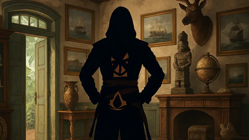 Поместье Эдварда Кенуэя в Assassin's Creed Black Flag Resynced, украшенное артефактами и картинами