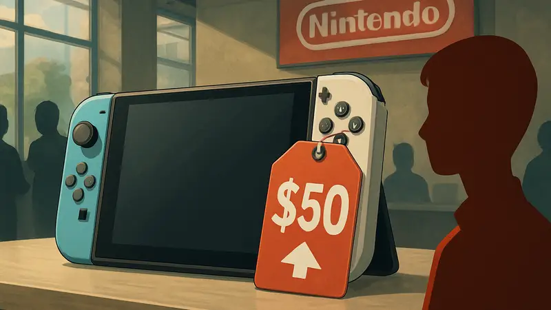 Консоль Nintendo Switch 2 с ценником, символизирующим повышение стоимости