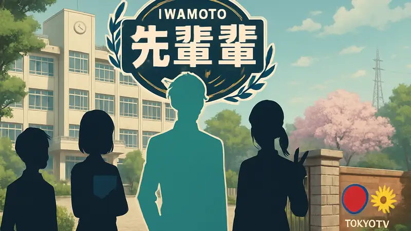 Аниме "Iwamoto-senpai no Suisen" персонажи, постер, логотипы Tokyo MX и Sun TV