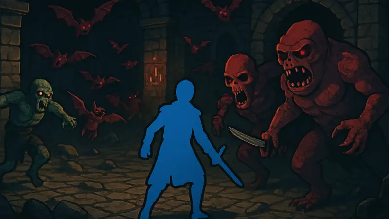 Скриншот игры Vampire Crawlers, персонажи, монстры, рогалик, обзор