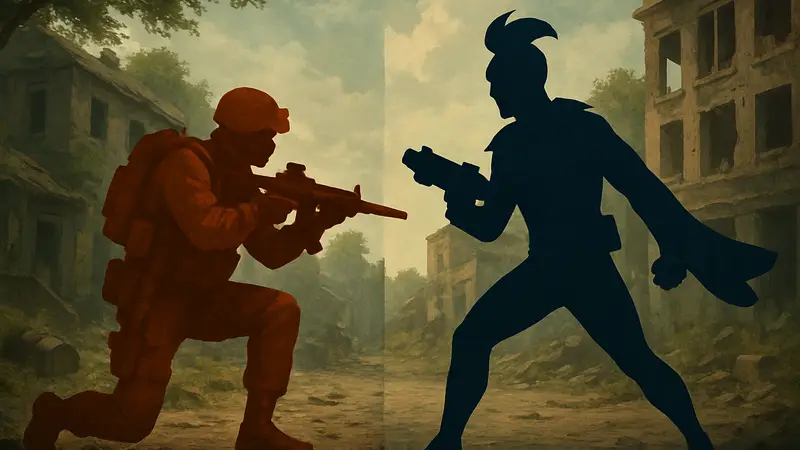 Обложка игры Extraction-шутера с элементами Hero Shooter, демонстрирующая противостояние жанров.