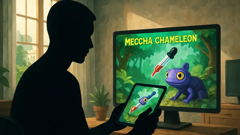 Инструмент «Пипетка» в игре Meccha Chameleon на экране