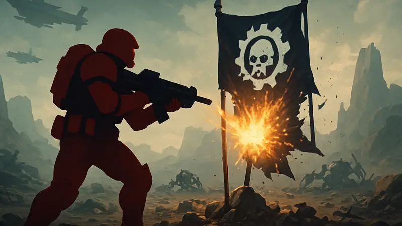 Игрок Helldivers 2 уничтожает Единственный Истинный Флаг Автоматонов.