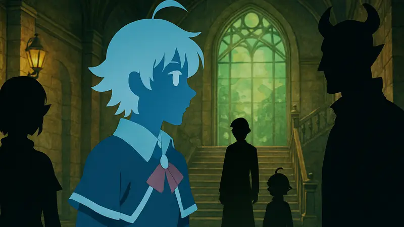 Кадр из аниме «Welcome to Demon School! Iruma-kun» с персонажами, включая Камнеро Ориаса.