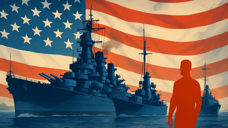 Новые американские военные корабли в World of Warships: Legends на фоне флага США.