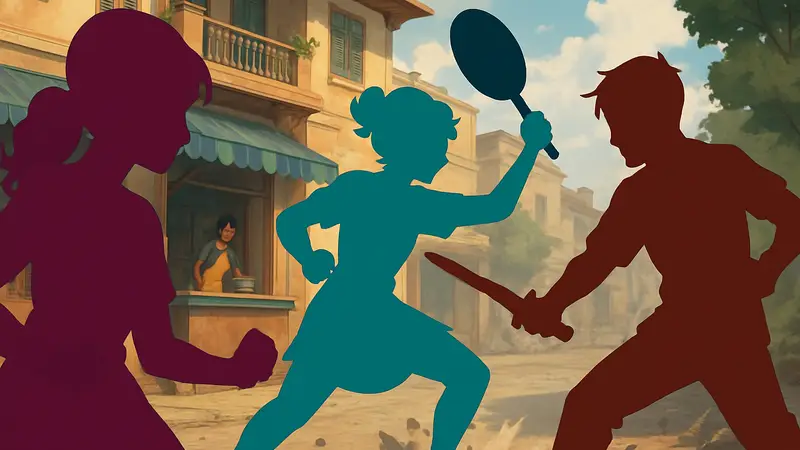 Скриншот из игры Dosa Divas, показывающий персонажей или боевую сцену в аниме-стиле.