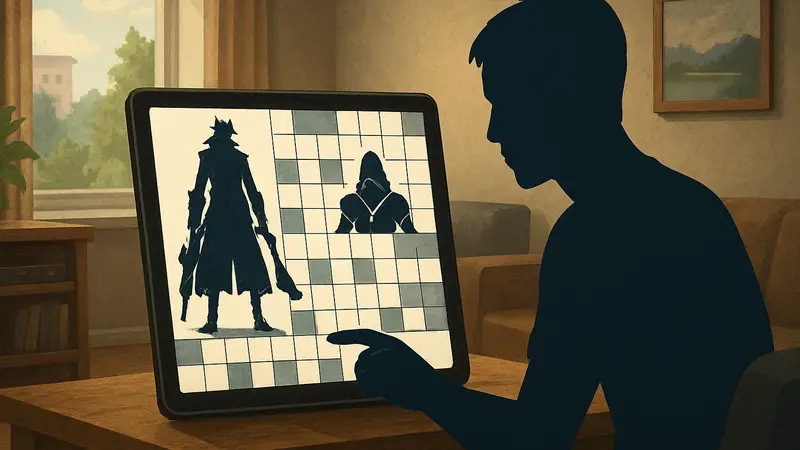 Кроссворд GameRant с вопросами по играм Bloodborne и Assassin's Creed на экране.