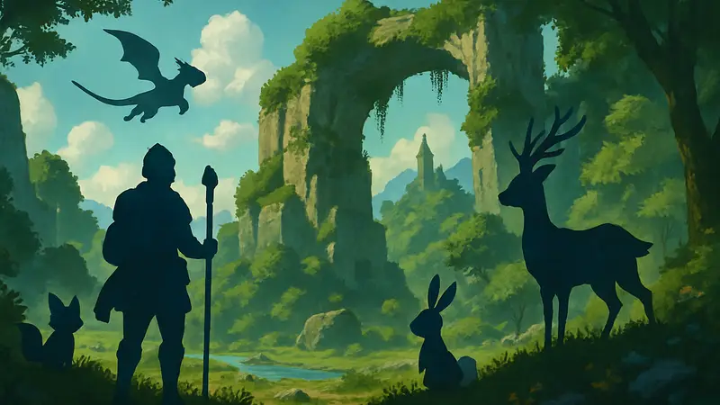 Концепт-арт MMORPG Mistwilds, где игроки собирают существ в стиле Palworld и RuneScape.