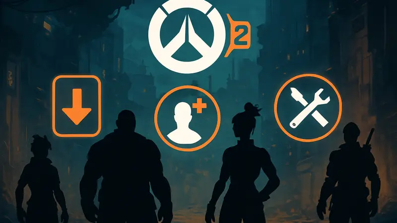 Логотип Overwatch 2 на темном фоне с символикой будущих игровых изменений.