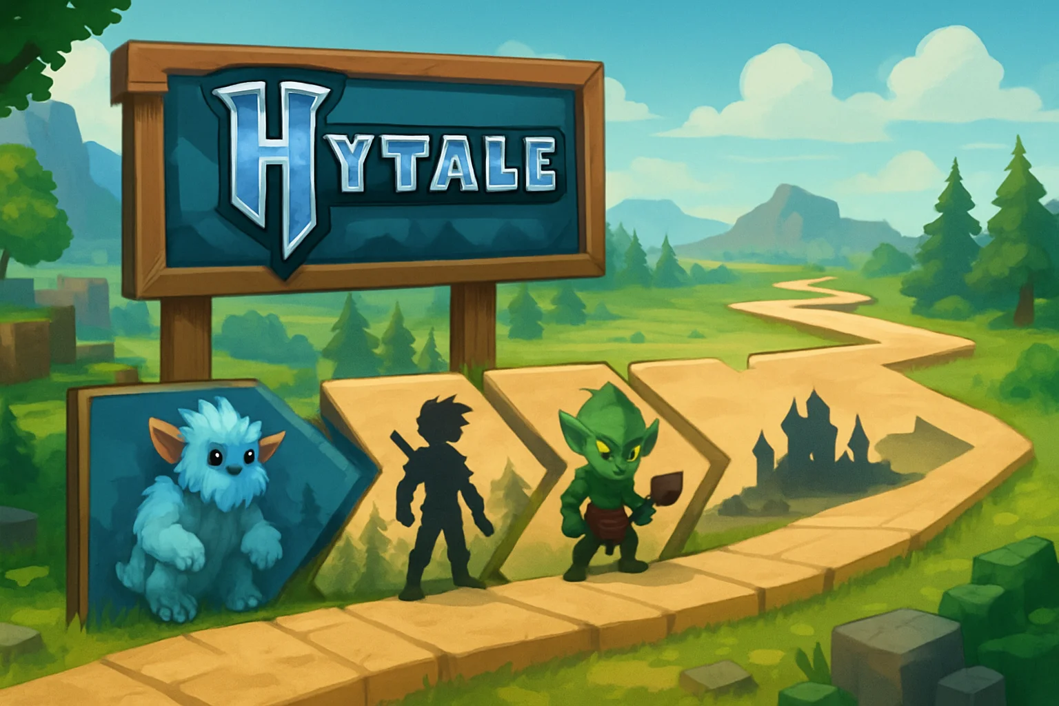 Изображение дорожной карты Hytale, показывающее будущие обновления и планы развития игры.