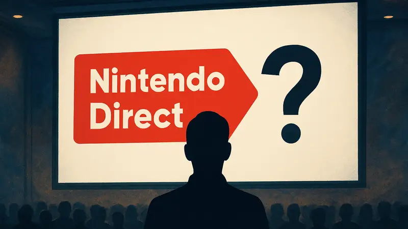 Логотип Nintendo Direct на экране, за которым стоит знак вопроса, символизирующий неопределённое будущее формата.