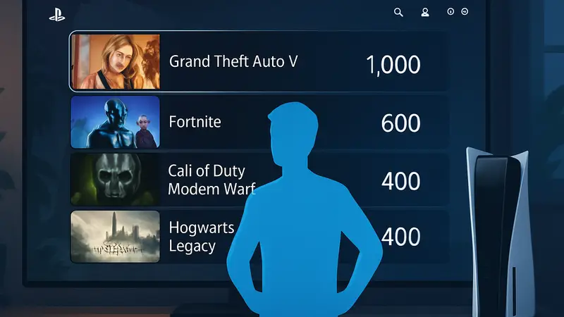 Интерфейс PlayStation 5 с новым списком популярных игр и числом игроков