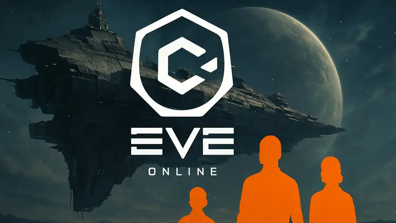Логотип EVE Online на фоне космического корабля или символика EVE Frontier, иллюстрация