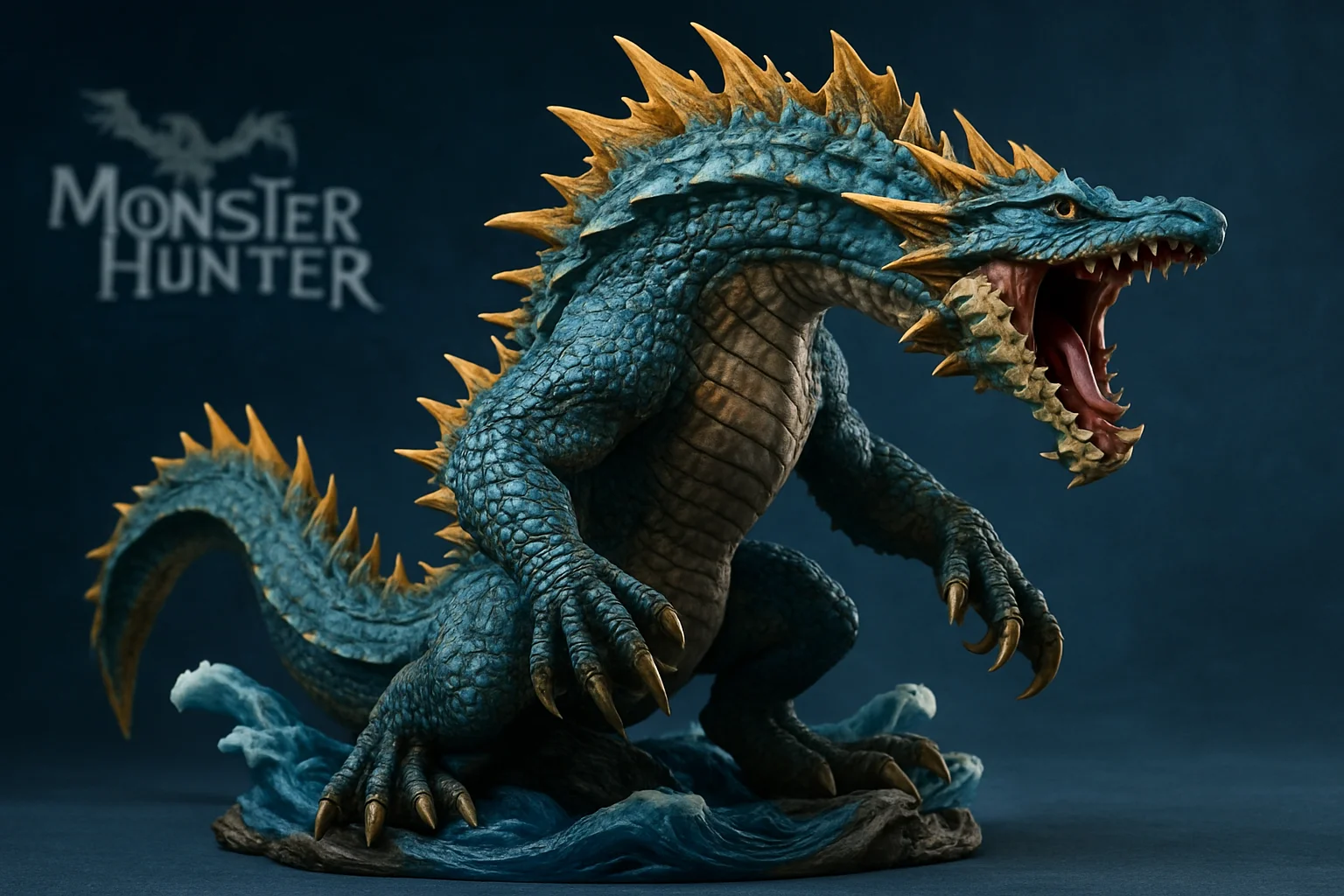 Детализированная статуя морского чудовища Лагиакруса из серии игр Monster Hunter.