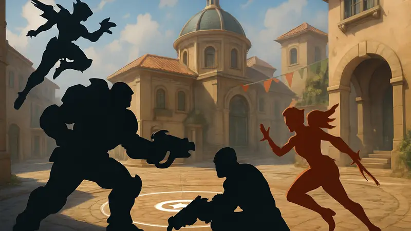 Персонажи Overwatch 2 сражаются на карте с точкой для захвата, иллюстрация "бэк-капа"