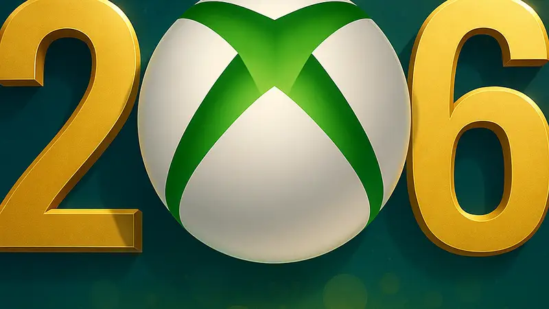 Логотип Xbox на фоне даты 2026, символизирующий анонс новой консоли к 25-летию бренда.