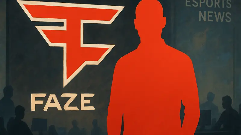 enkay J, новый главный тренер киберспортивной команды FaZe Clan по CS2, на фоне логотипа. Esports News.