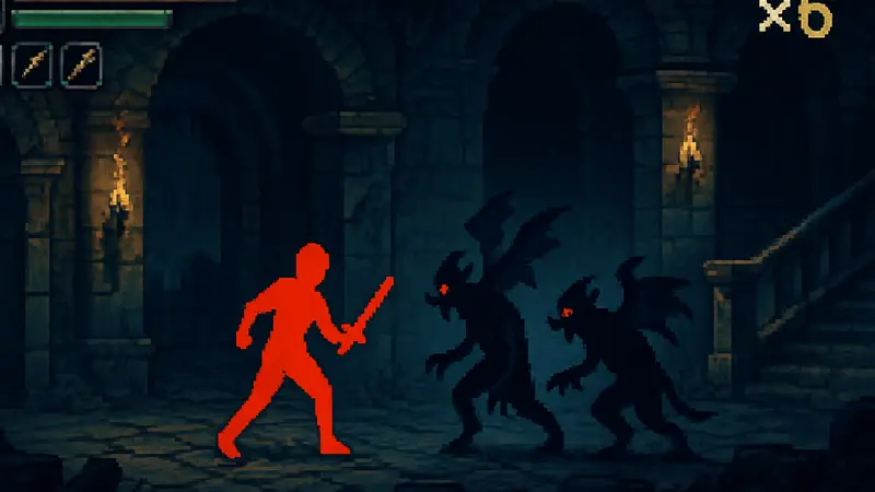 Скриншот из игры Vampire Crawlers с элементами интерфейса и комбо-счетчиком