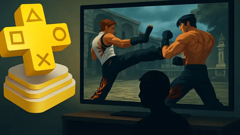 Логотип PlayStation Plus Premium и скриншот Tekken Dark Resurrection