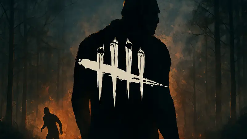 Логотип Dead by Daylight на фоне маньяка, символизирующий продолжение развития оригинальной игры