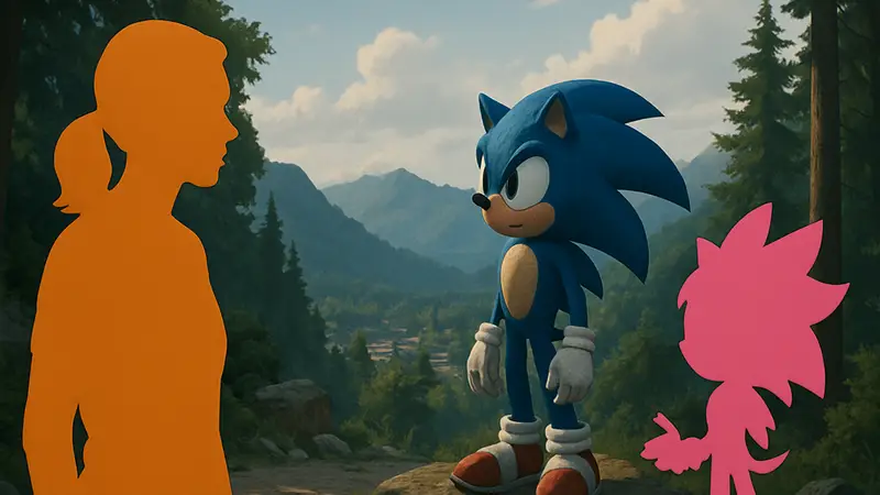 Кадр из трейлера фильма Sonic 4, Мэдди, возможное появление Эми или Шедоу.