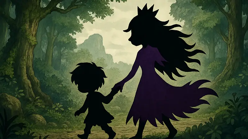 Ручная рисованная графика из игры The Liar Princess and the Blind Prince с принцессой и слепым принцем