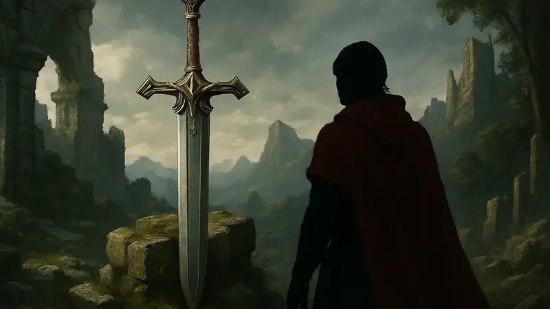 Изображение меча Aeserion Longsword из игры Crimson Desert в фэнтези-стиле