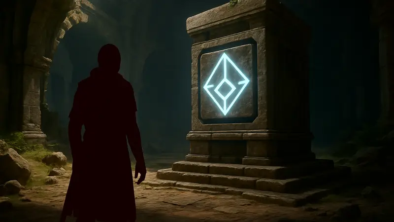 Игровой скриншот головоломки Monolith Crown Abyss Cube в Crimson Desert.