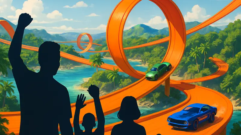 Гонка на трассе Hot Wheels на новом острове в The Crew Motorfest, яркие цвета