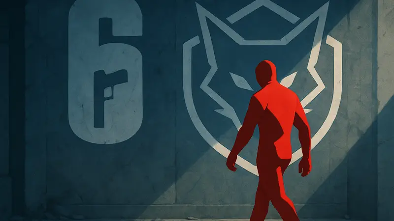 Логотип киберспортивной организации WYLDE на фоне символики Rainbow Six Siege, символизирующий уход команды