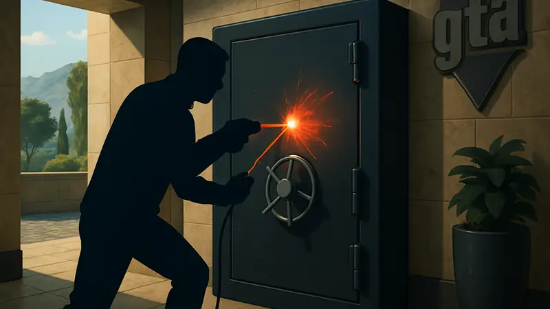 Сейф с алмазным стеклорезом в миссии Kortz Center Heist в GTA Online.