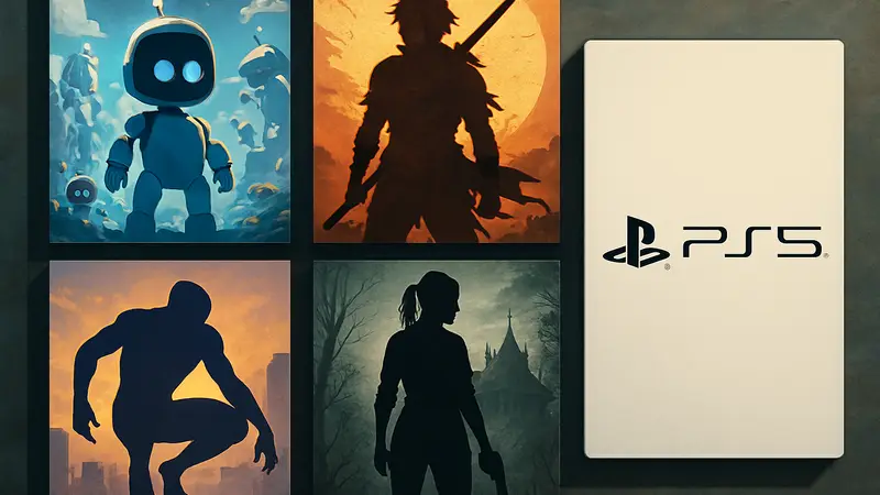 Обложки лучших игр для PlayStation 5, расположенные в виде списка или коллажа, с логотипом PS5.