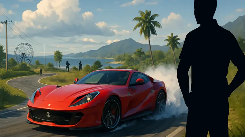 Скриншот Forza Horizon 6 с быстрой машиной, дрифтующей в открытом мире.