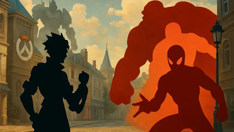 Герои Overwatch и Marvel Rivals, символизирующие конкуренцию.