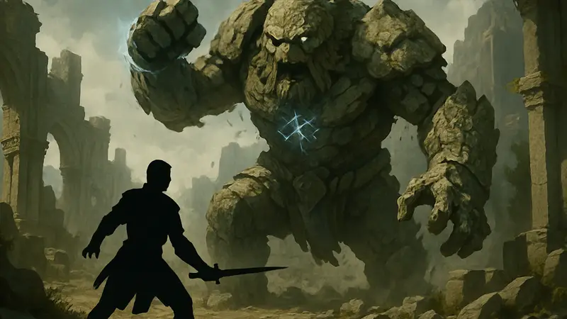 Босс Stonewalker Antiquum из Crimson Desert, атакующий игрока. Гайд по боссу.