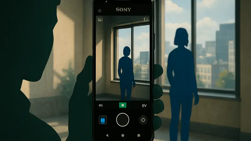 Смартфон Sony Xperia 1 XIII с интерфейсом камеры и активированным AI-ассистентом.