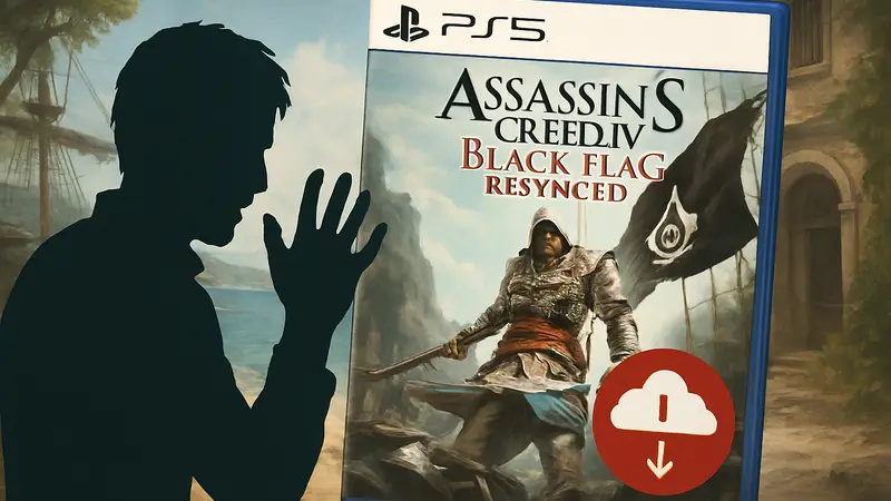 Обложка Assassin's Creed Black Flag Resynced для PS5 с предупреждением об интернете