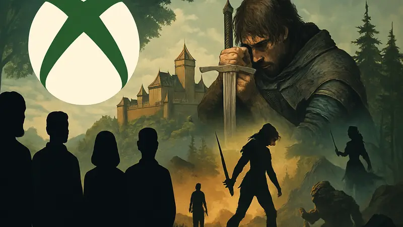 Логотип Xbox Game Pass с изображением Kingdom Come Deliverance 2 и других новых игр.